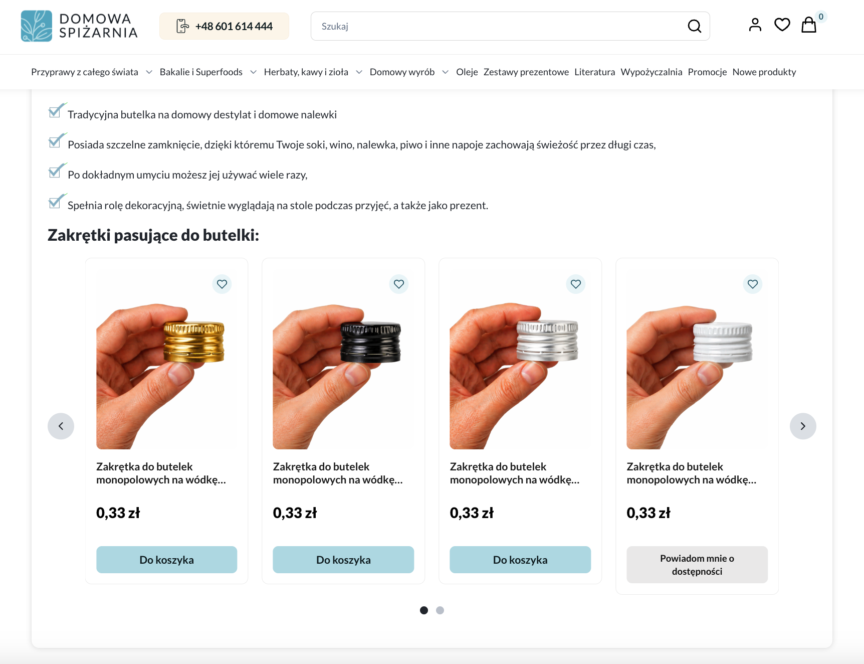 Boxy produktowe Storefront - w opisie produktu