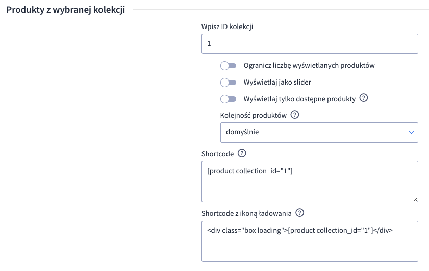 Generator boxów - produkty z wybranej kolekcji