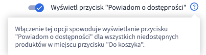 Konfiguracja przycisku Powiadom o dostępności