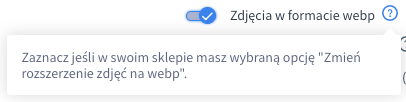 Włączenie zdjęć w formacie webp