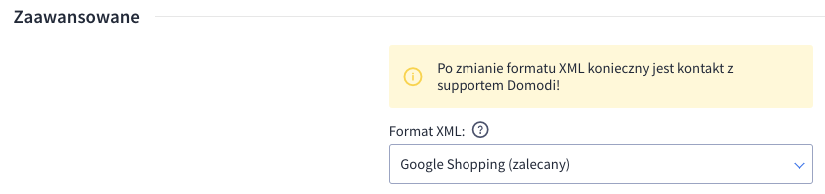 Sekcja Dostępność po zmianie formatu XML na Google Shopping