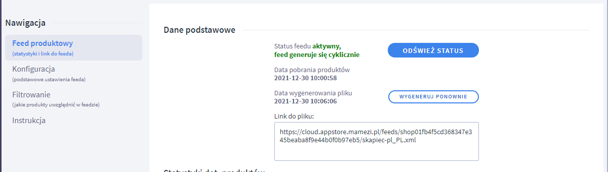 Link do wygenerowanego pliku produktowego
