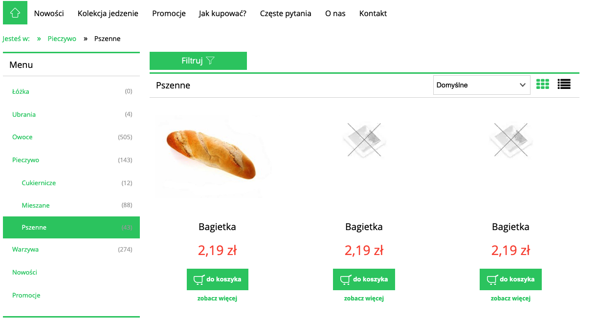 Przycisk „Filtruj” otwierający wysuwany sidebar z filtrami w sklepie