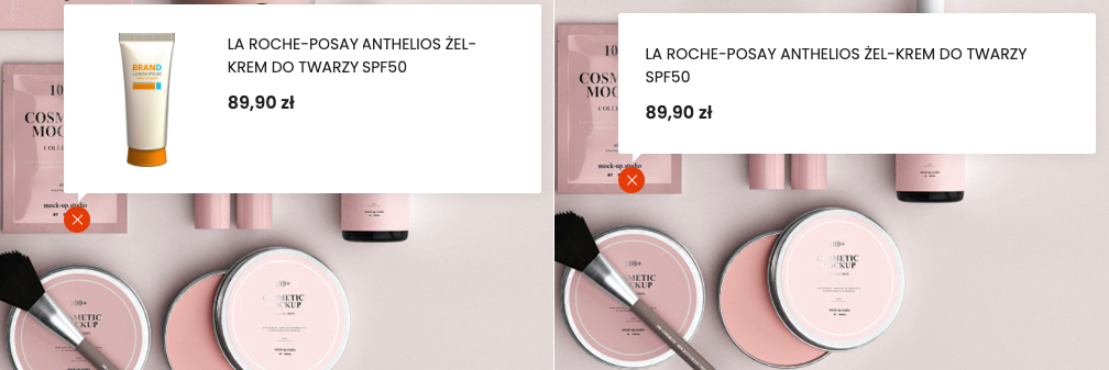 Porównanie dymku ze zdjęciem produktu i bez niego