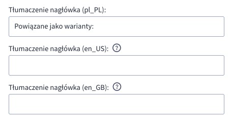 Tłumaczenia nagłówka dla poszczególnych języków sklepu