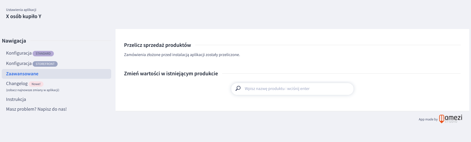 Edycja sprzedanej ilości i liczby kupujących dla produktu