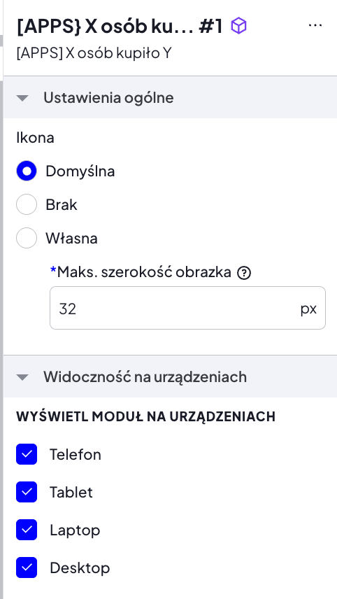 Ustawienia widoczności modułu na urządzeniach