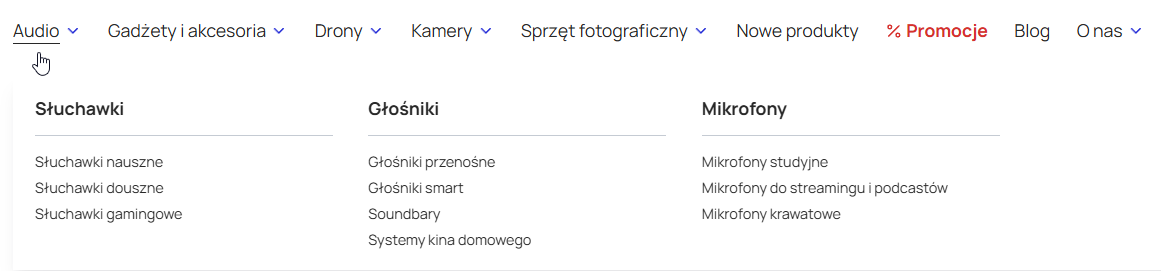 Produkty i banery w Menu